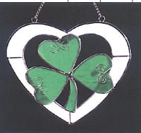 GLASS HEART WITH SHAMROCK